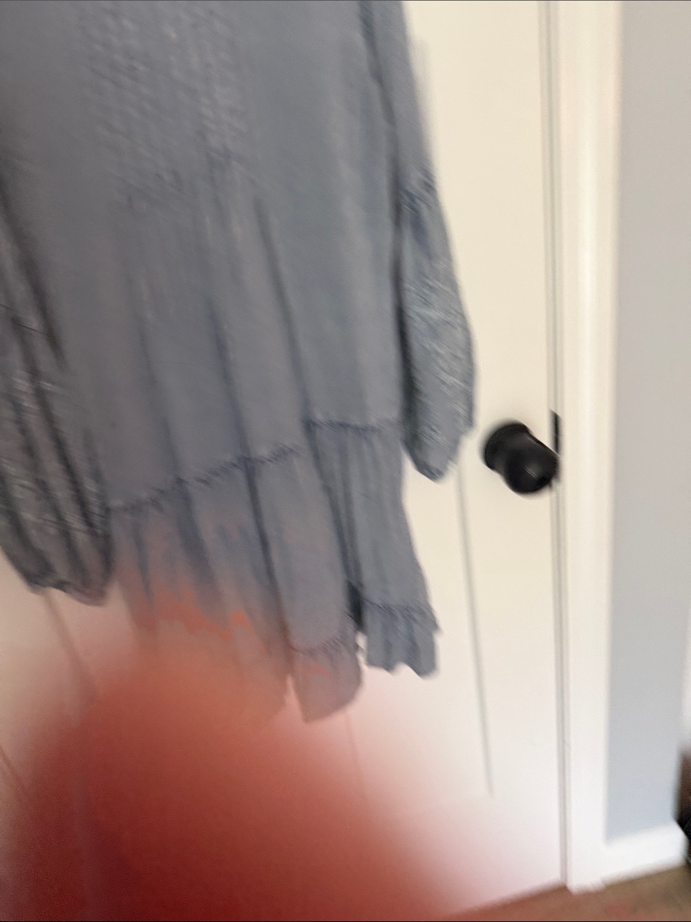 Solitaire Light Blue V-Neck Pintuck Tiered Tunic - Picture 4 of 4